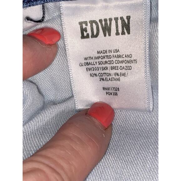Edwin Women's Juniors Blue Skinny Jeans 10" High Rise size 25 length 26” - Picture 7 of 8